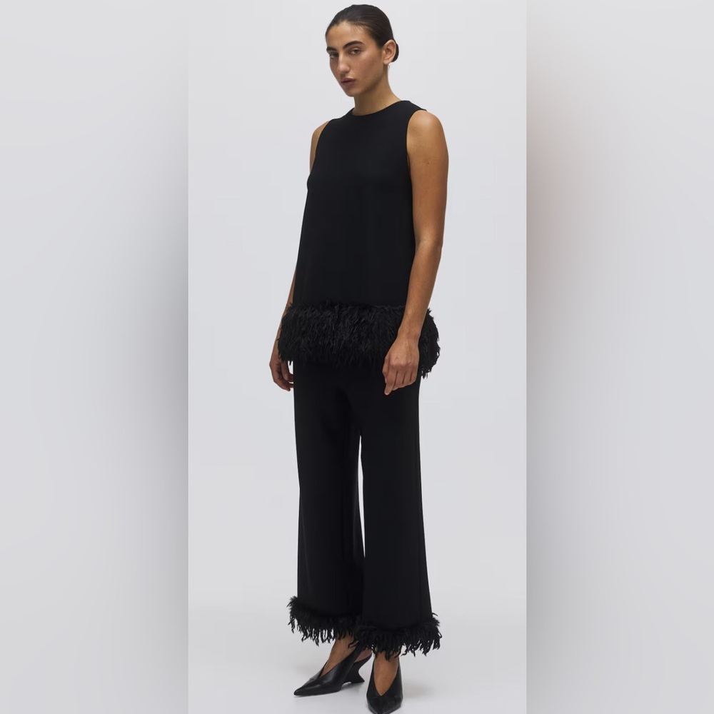 Black Feathered Top NWT